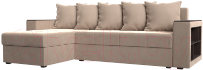 Диван угловой Лига Диванов Дубай лайт левый (велюр бежевый) - фото
