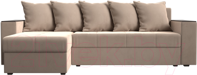 Диван угловой Лига Диванов Дубай лайт левый (велюр бежевый)