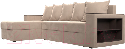 Диван угловой Лига Диванов Дубай лайт левый (велюр бежевый)