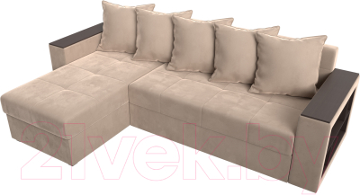 Диван угловой Лига Диванов Дубай лайт левый (велюр бежевый)