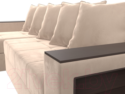 Диван угловой Лига Диванов Дубай лайт левый (велюр бежевый)