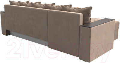 Диван угловой Лига Диванов Дубай лайт левый (велюр бежевый)
