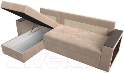 Диван угловой Лига Диванов Дубай лайт левый (велюр бежевый)