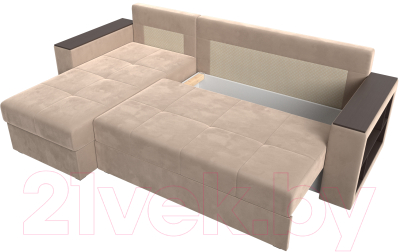 Диван угловой Лига Диванов Дубай лайт левый (велюр бежевый)