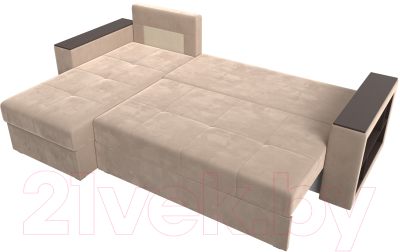 Диван угловой Лига Диванов Дубай лайт левый (велюр бежевый)