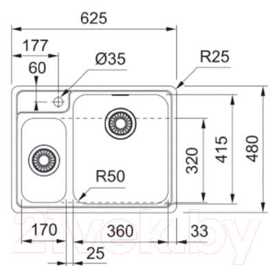 Мойка кухонная Franke ВСX 260 TL (127.0688.780)