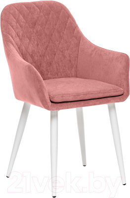 Стул Импэкс Leset Слим с подлокотниками (белый/велюр персиковый) - фото