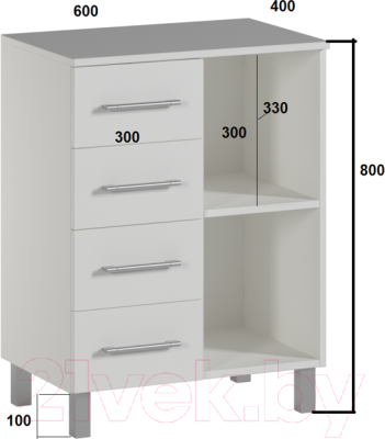 Тумба для ванной Genesis Мебель 60x40x80 (белый)