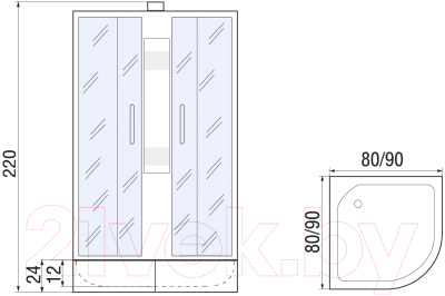 Душевая кабина RIVER Nara Light Б/К XL 80/24 MT