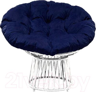 Кресло садовое Craftmebelby Папасан Премиум (белый/синий) - фото