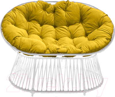 Кресло садовое Craftmebelby Мамасан Премиум (белый/желтый) - фото