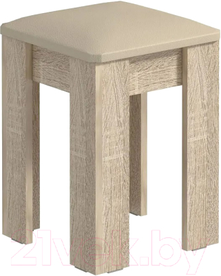 Табурет Атлант-Мебель Лаки тип 1 (дуб сонома/экокожа бежевый) - фото