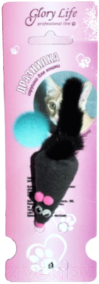 Игрушка для кошек Glory Life Мышь М с норковым хвостом 6см / 146030 - фото