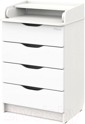 Комод пеленальный Pituso Сириус Wood 604 ПВХ (с шариковыми направляющими, белый премиум) - фото