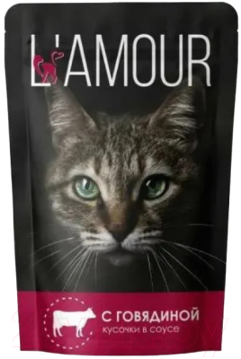 Влажный корм для кошек L'amour С говядиной в соусе - фото
