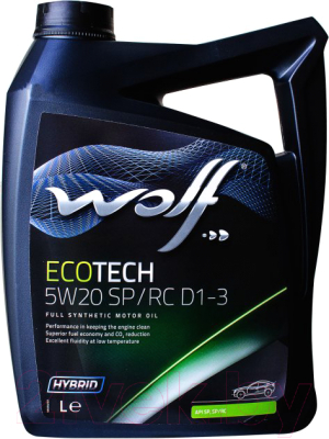 Моторное масло WOLF EcoTech 5W20 SP/RC D1-3 / 16174/5 - фото