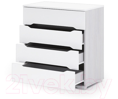 Комод Столица Мебели Валирия 4 ящика / КМ 031 (белый глянец/анкор)