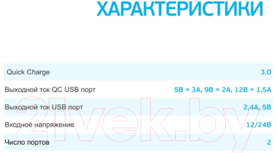 Адаптер питания автомобильный AVS UC-123 Quick Charge