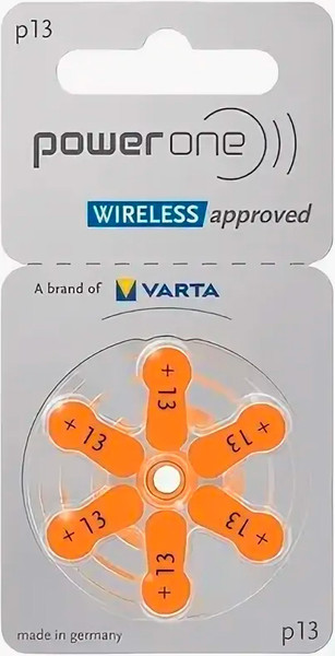 Комплект батареек PowerOne 13 PR48 для слуховых аппаратов - фото