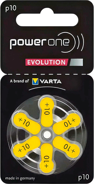 Комплект батареек PowerOne Evolution 10 PR70 для слуховых аппаратов - фото