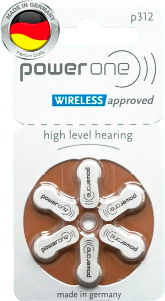 Комплект батареек PowerOne Evolution 312 PR41 для слуховых аппаратов - фото