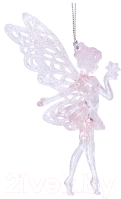 Елочная игрушка Gisela Graham Rose Ball. Фея радужно-розовая / 17375 - фото