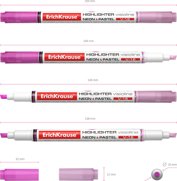 Текстовыделитель Erich Krause Visioline V-16 Neon+Pastel / 56017