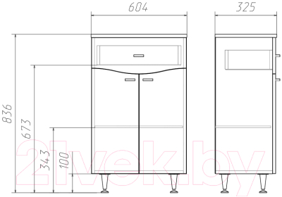 Комод для ванной Айсберг 60 Волна с верхним ящиком В1