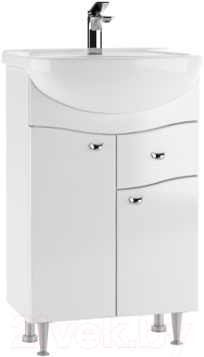 Тумба под умывальник Айсберг Уют 55 Волна с верхним ящиком В1 - фото
