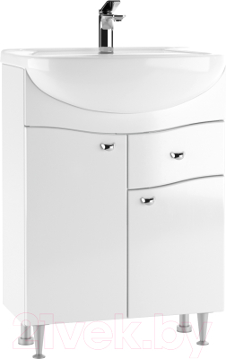 Тумба под умывальник Айсберг Уют 60 Волна с верхним ящиком В1 - фото