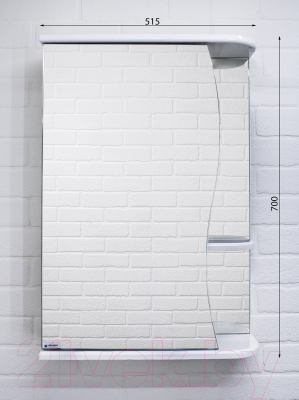 Шкаф с зеркалом для ванной Айсберг Волна 1-50