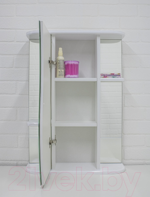 Шкаф с зеркалом для ванной Айсберг Волна 2-60 (левый)