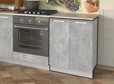 Шкаф-стол кухонный Интерлиния Компо НШ60р-2дв (бетон)