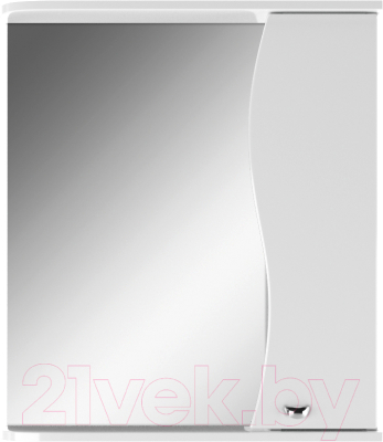 Шкаф с зеркалом для ванной Айсберг Волна 60 (правый) - фото