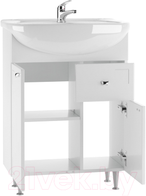 Тумба под умывальник Айсберг Уют 60 Классик с верхним ящиком В1