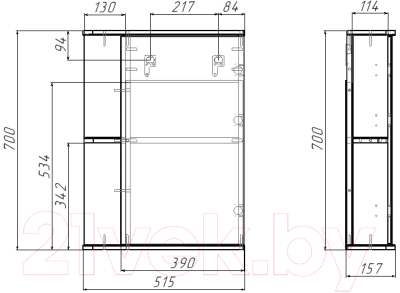 Шкаф с зеркалом для ванной Айсберг Норма 1-50