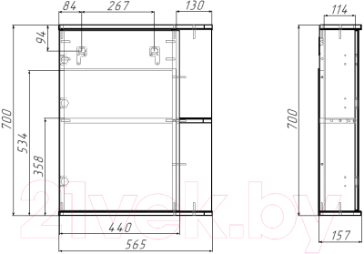 Шкаф с зеркалом для ванной Айсберг Норма 1-55