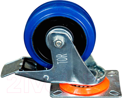 Опора колесная для тележки складской TOR SRCLb 42 100мм с тормозом (N) / 1024207 - фото