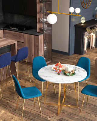 Обеденный стол Stool Group Дакота 100x100 / FDC8004 wh/gld (белый/золото)