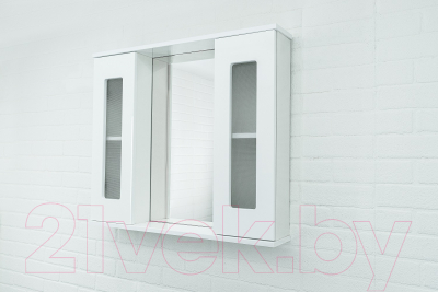 Шкаф с зеркалом для ванной Айсберг Кристалл 80