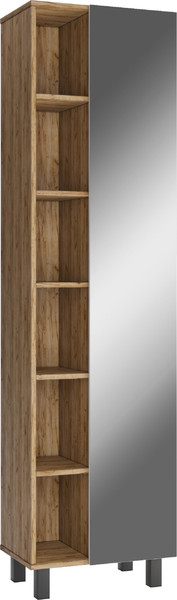 Шкаф-пенал для ванной Домино Craft 50 с зеркалом без ящика - фото