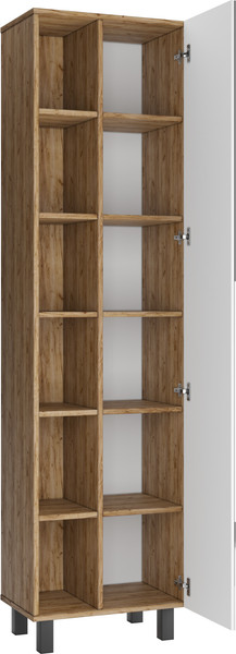 Шкаф-пенал для ванной Домино Craft 50 с зеркалом без ящика