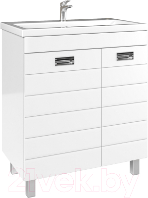 Тумба под умывальник Домино Elen 75 Cube без ящика с корзиной для белья - фото