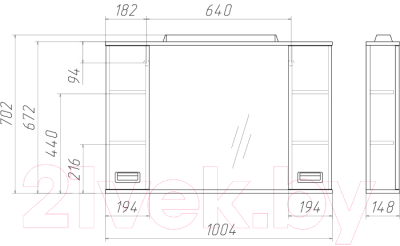 Шкаф с зеркалом для ванной Домино Cube 100