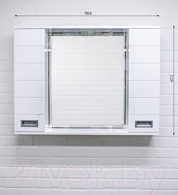 Шкаф с зеркалом для ванной Домино Cube 90