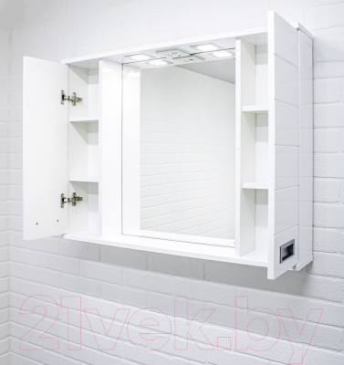 Шкаф с зеркалом для ванной Домино Cube 90