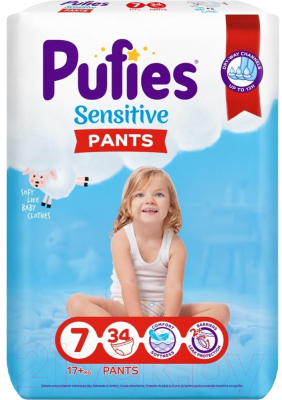 Подгузники-трусики детские Pufies Pants Sensitive Extra Large 17+кг - фото