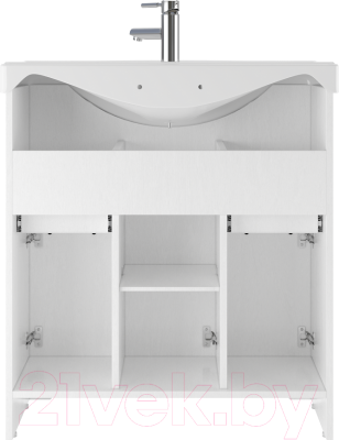 Тумба под умывальник Домино Классика 80 Rich с 2 верхними ящиками (белое дерево)