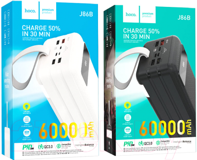 Портативное зарядное устройство Hoco J86B 60000mAh