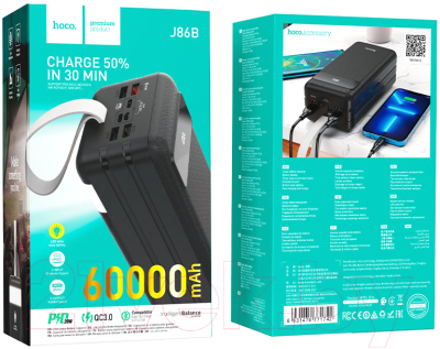 Портативное зарядное устройство Hoco J86B 60000mAh